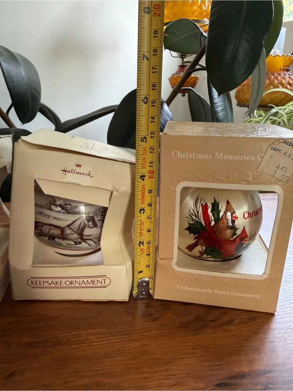 Hallmark Keepsake Ornaments in Red and Cream Boxes